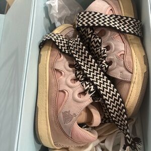Pink Sneakers with Black and White Laces lanvin curb sneakers gently worn